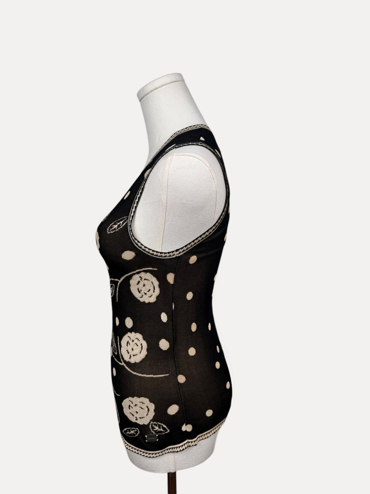 Chanel Brown White Flower Tank