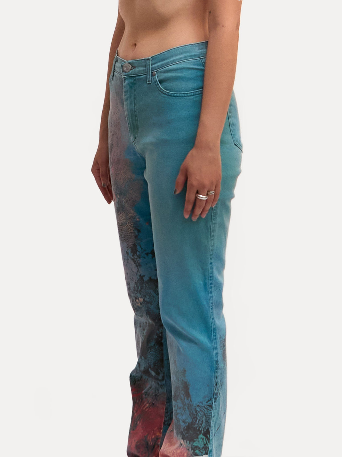 1999 SS Roberto Cavalli Blue Coral Printed Jeans