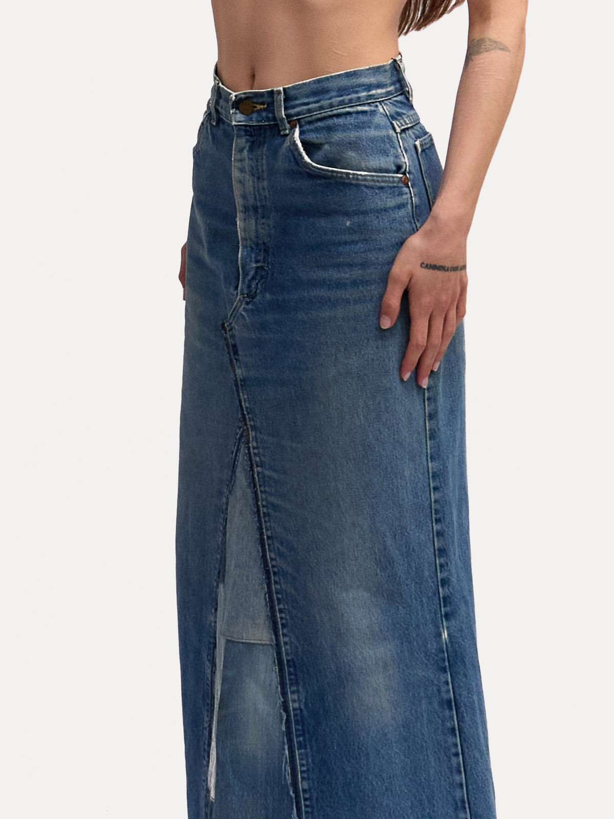 80's Lee's Patchwork Denim Maxi Skirt