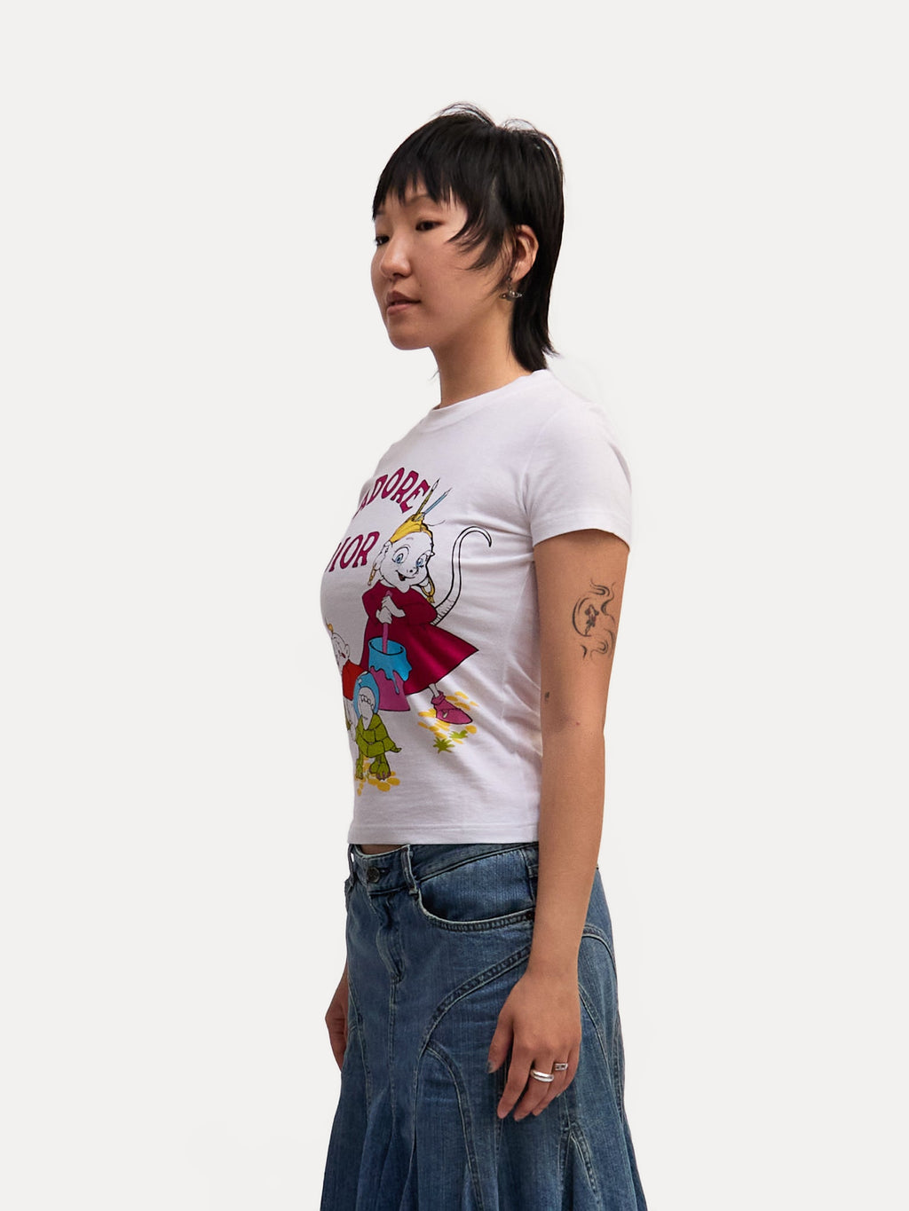 Christian Dior White Cartoon Print Top by John Galliano