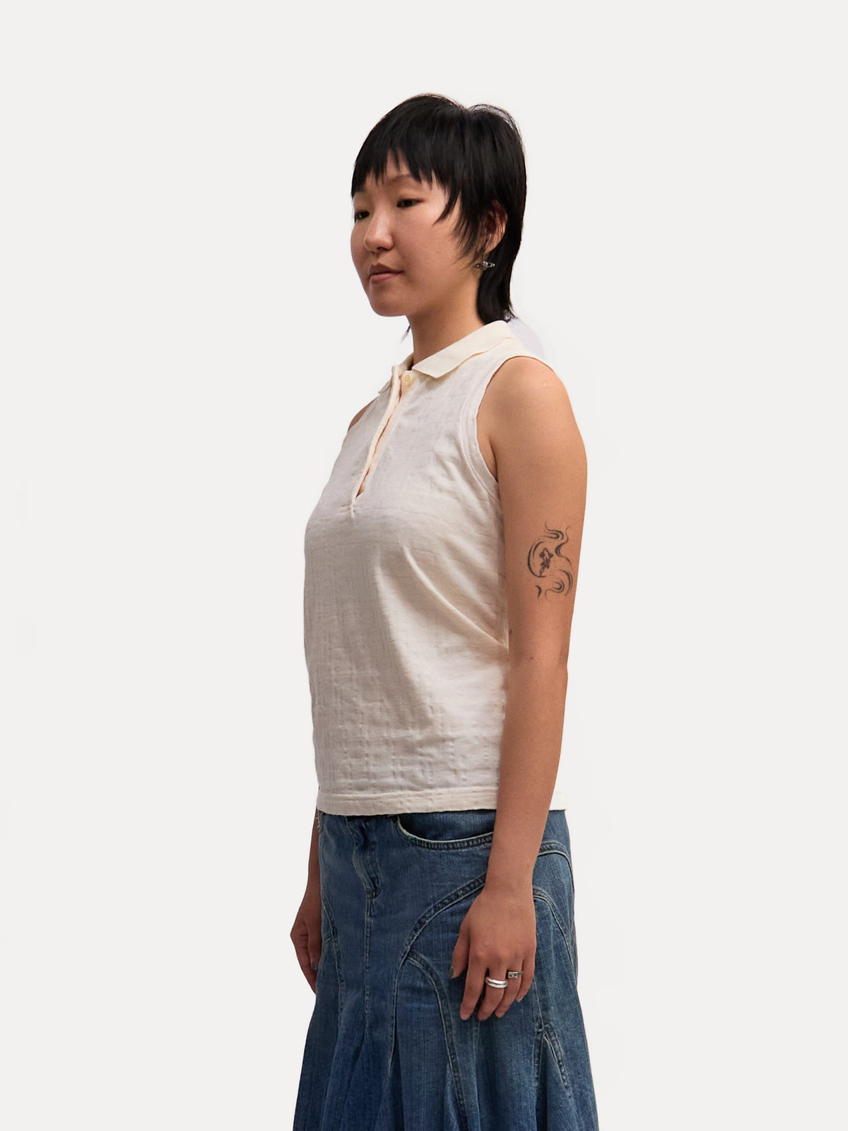 Fendi White Sleeveless Logo Polo Shirt
