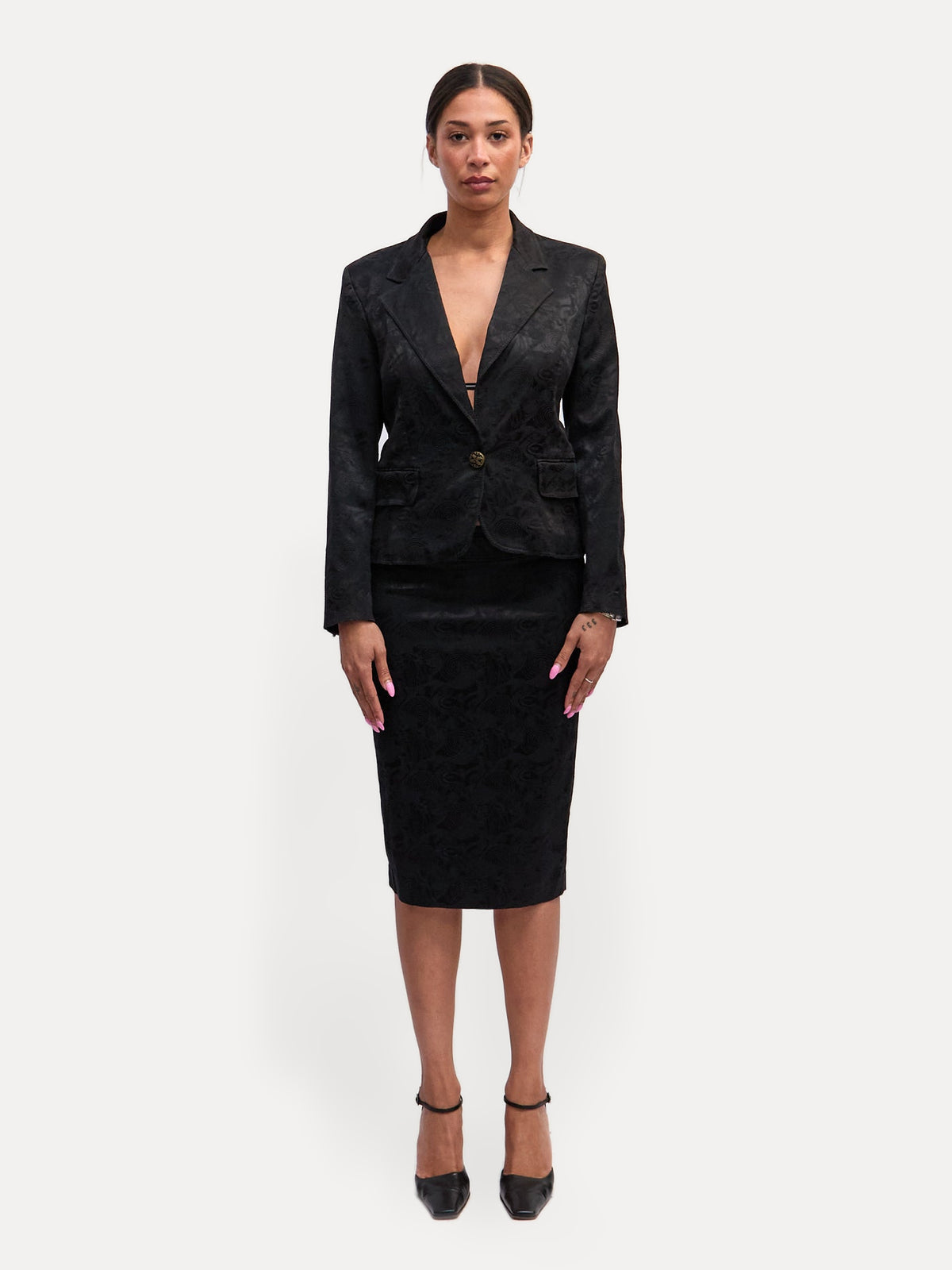 Just Cavalli Black Koi Fish Print Skirt Only [SET]