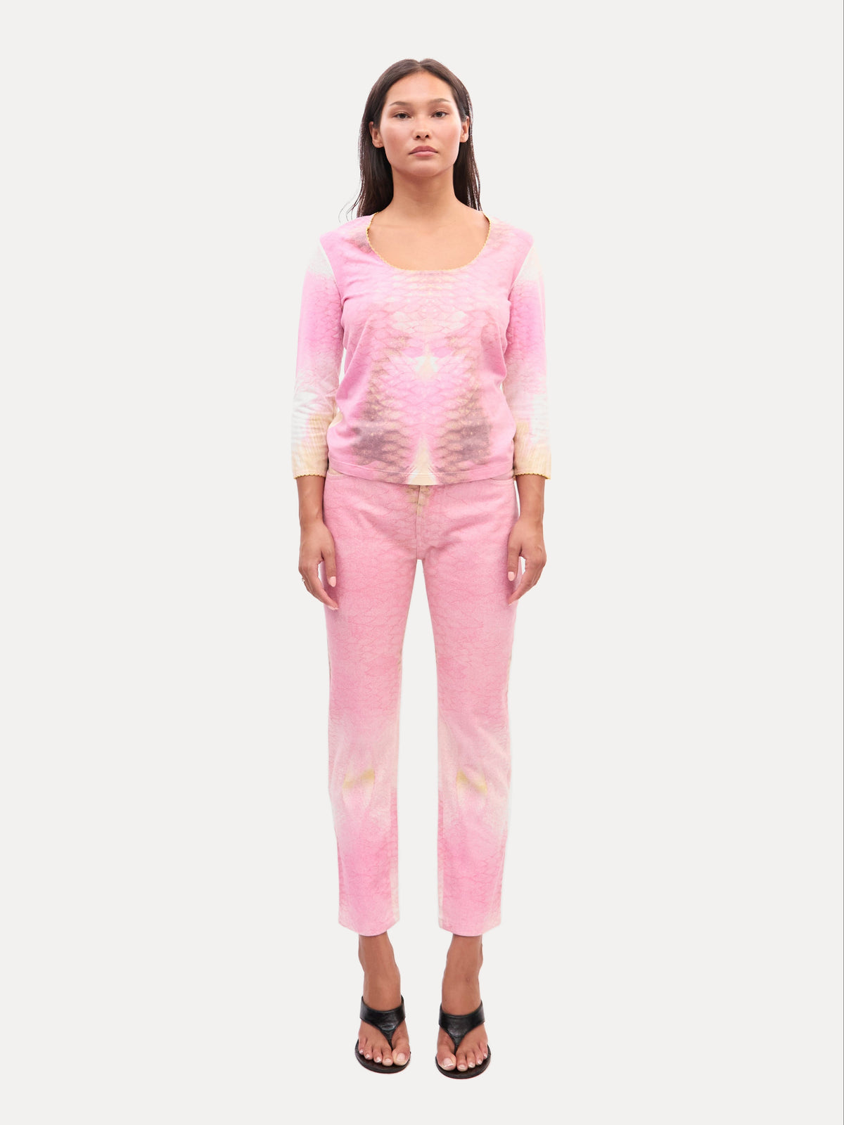 2000’s Just Cavalli Pink Snakeprint Top Jeans Set