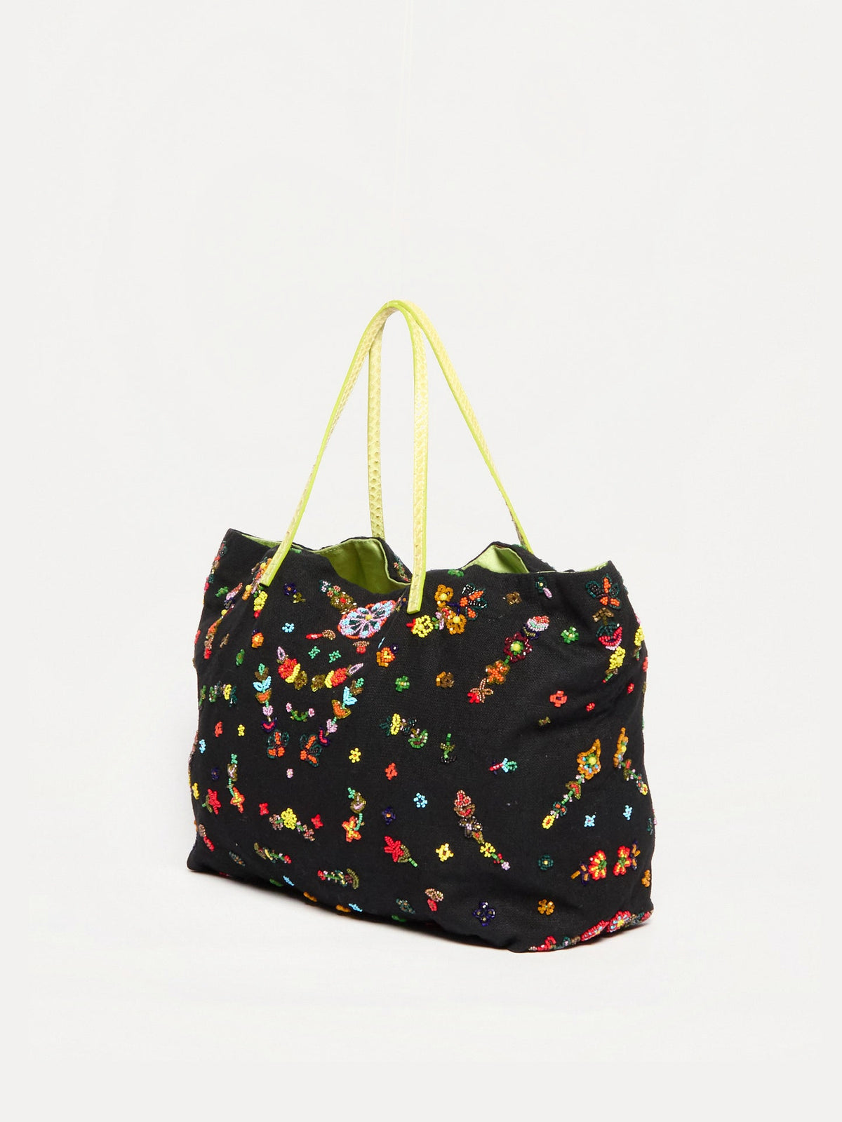 Fendi  Black Multicolor Beaded Tote Bag