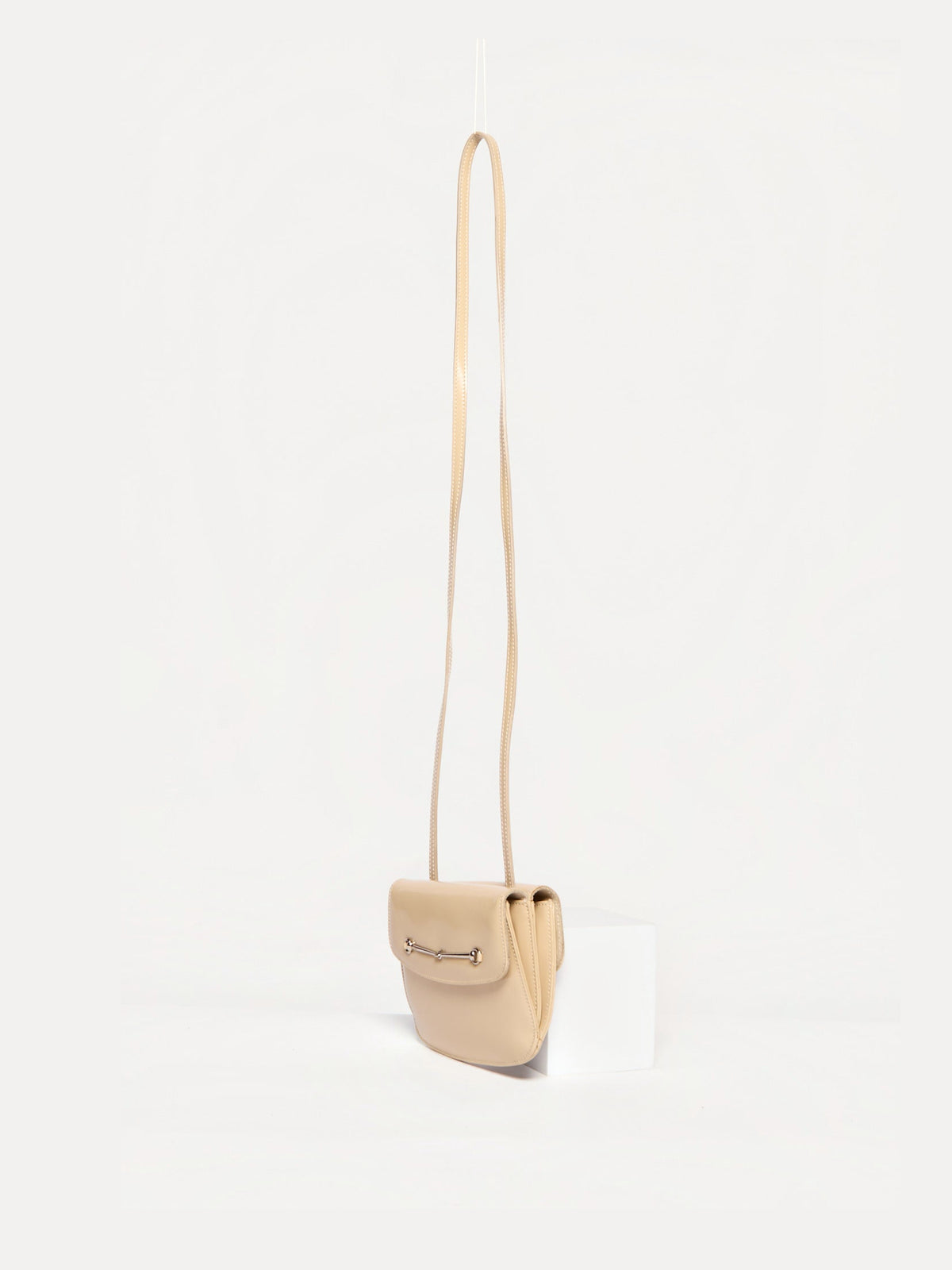 Gucci Beige Patent Thin Horsebit Crossbody Bag