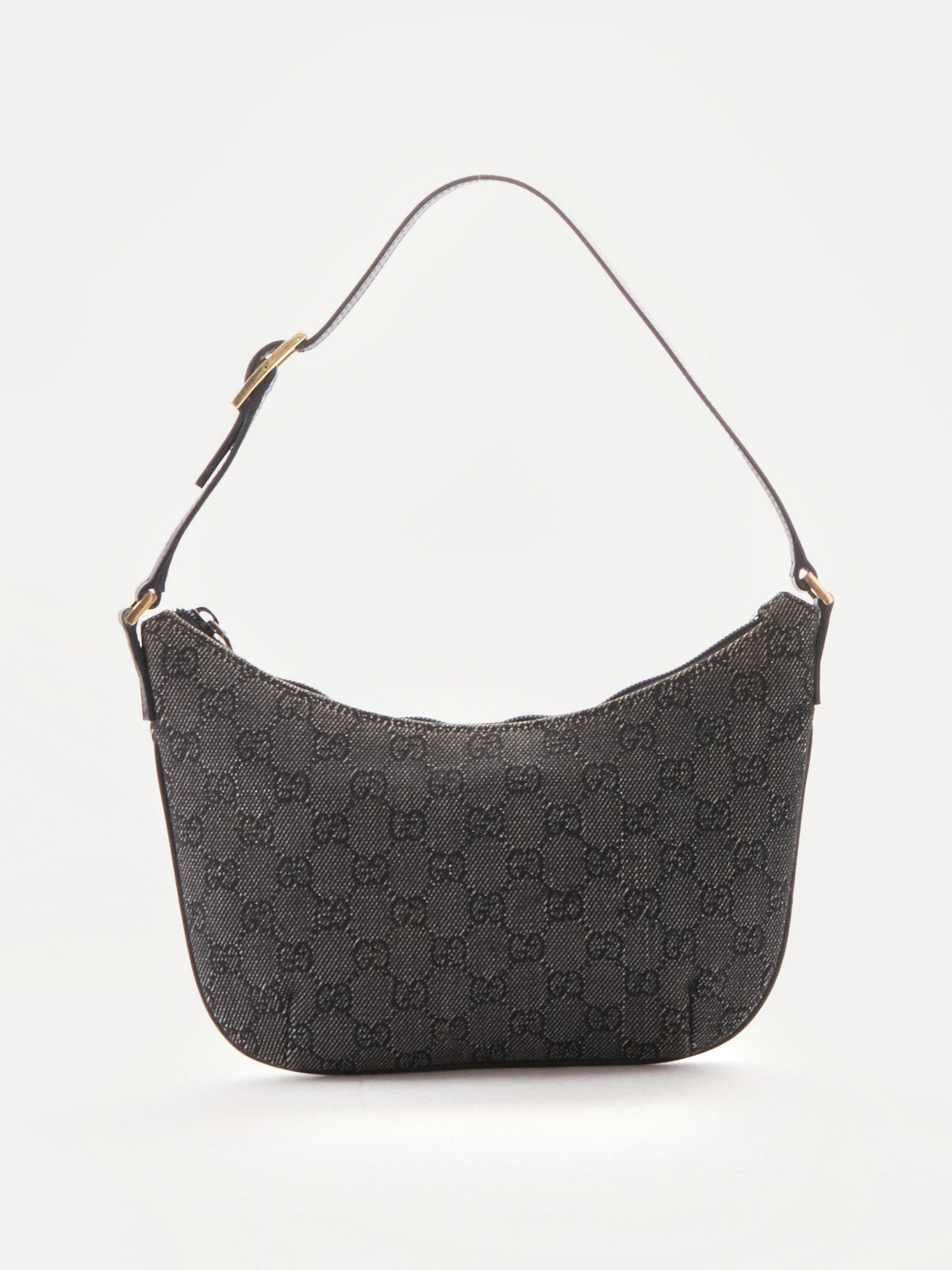 Gucci Black Canvas GG Monogram Half Moon Bag