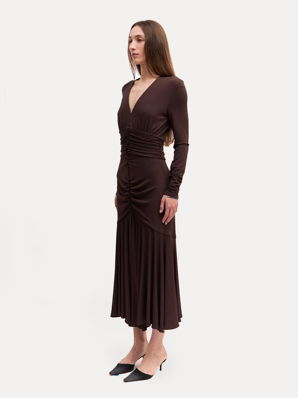 Brown Michael Kors Collection Ruched Gown Made in Italy