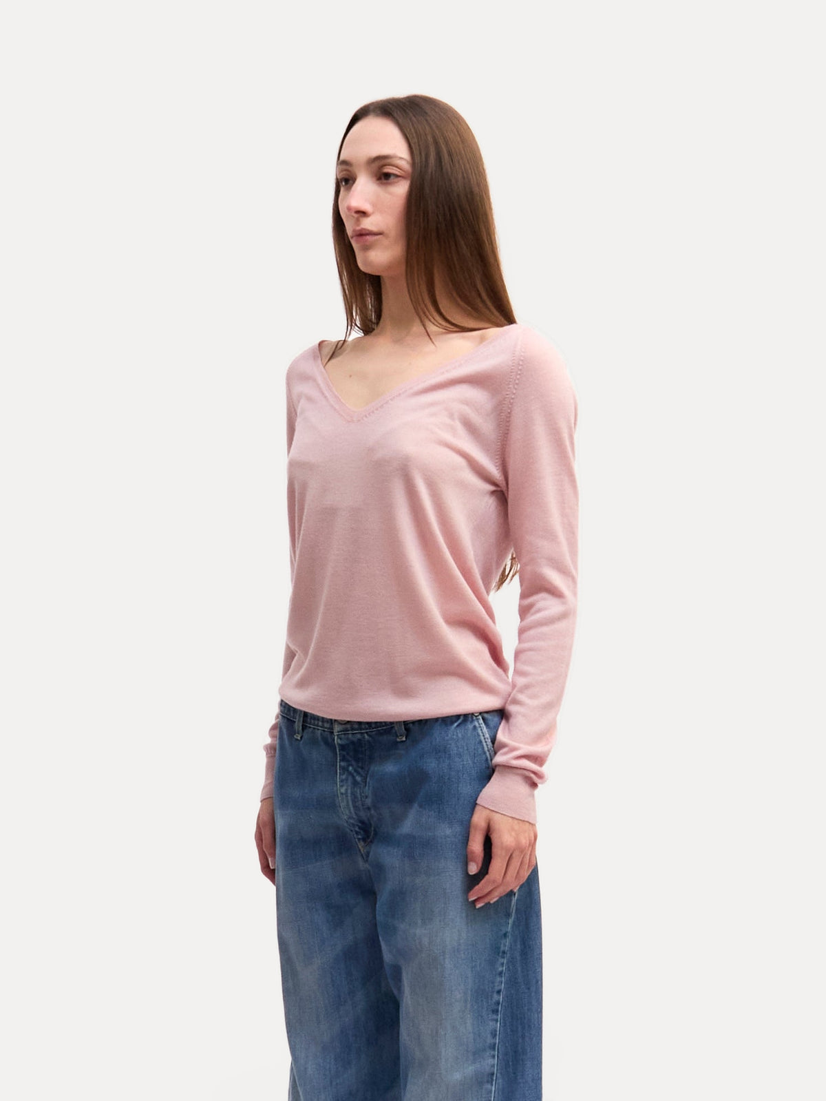 Prada Pink V-Neck Knit Top