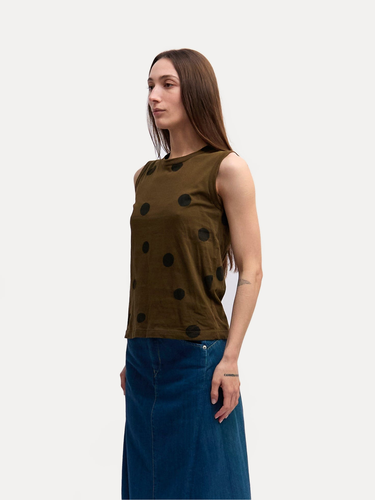 Comme des Garcons Black Green Polka Dot Tank