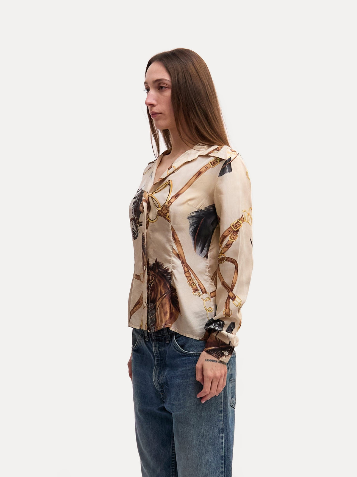 Dolce & Gabbana Horse Print Silk Blouse