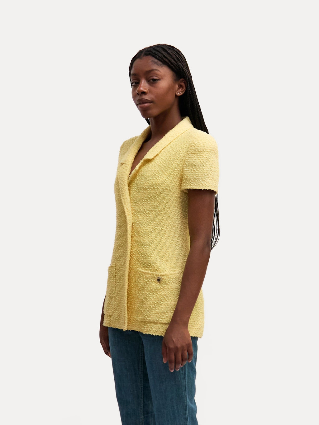 Chanel Yellow Tweed Short Sleeve Blazer, 1997