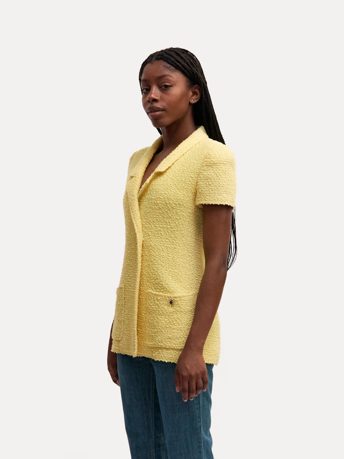 Chanel Yellow Tweed Short Sleeve Blazer, 1997