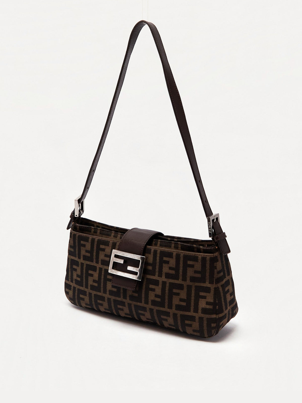 90's Fendi Mamma Baguette Brown Zucca Shoulder Bag