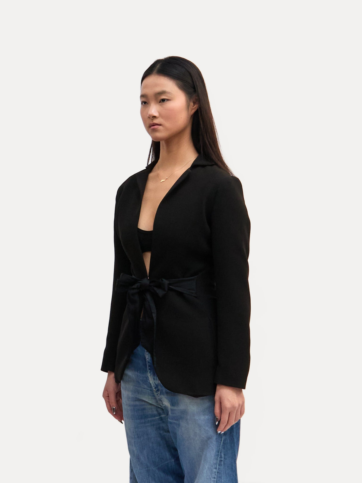 JPG Black Blazer w Tie Front