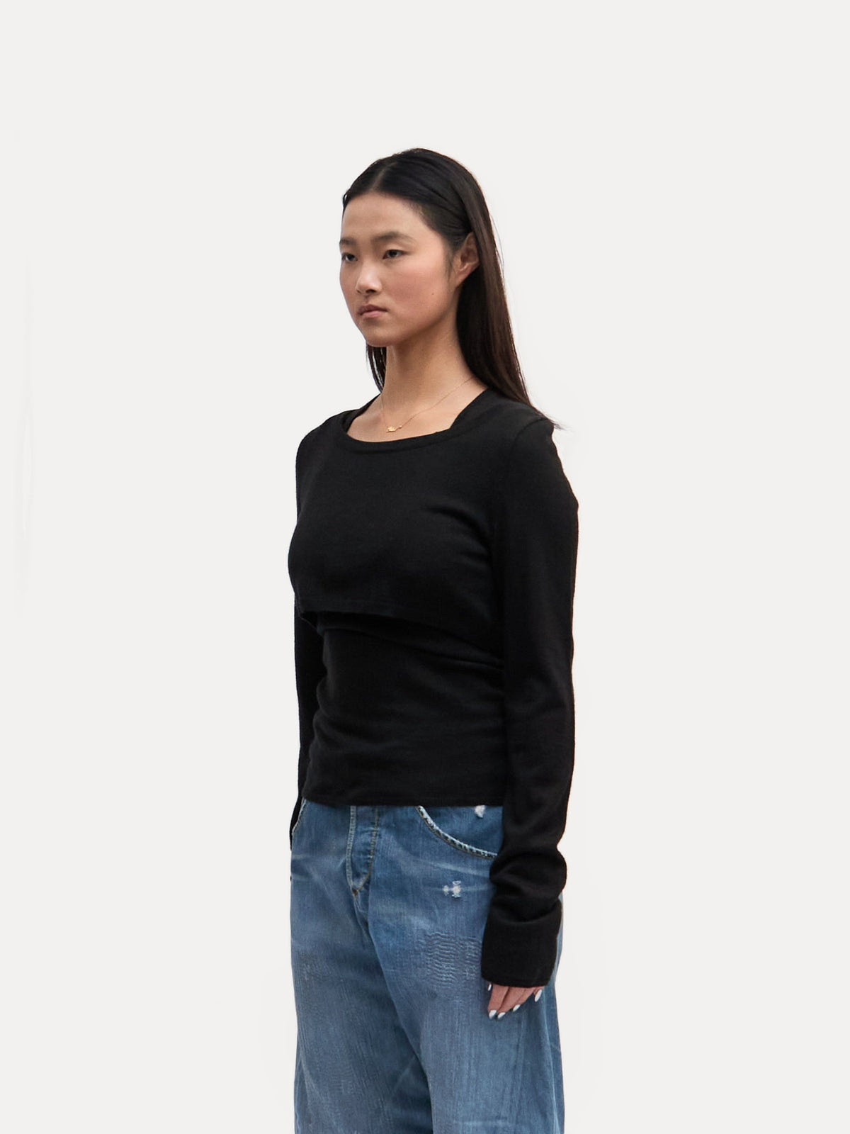 D&G Black VNeck Cropped Sweater Set