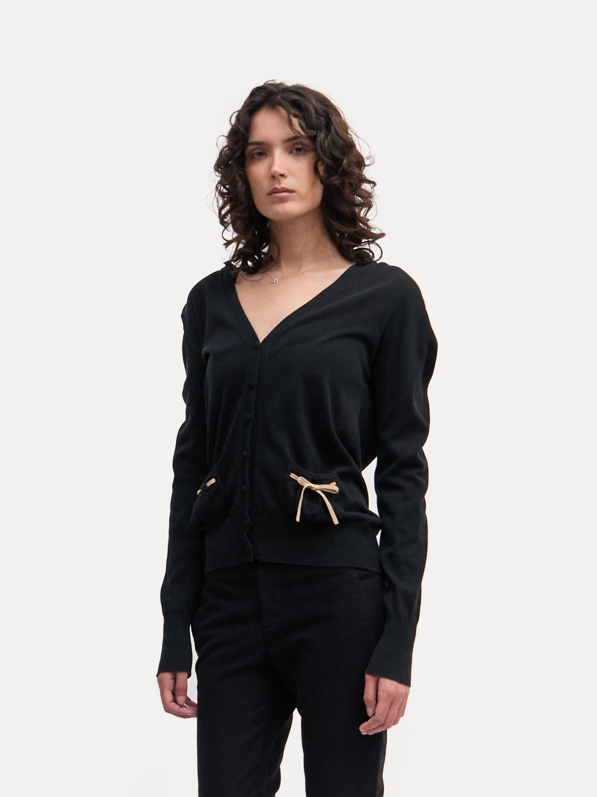 Fendi Black Cardigan with Bow Detailing