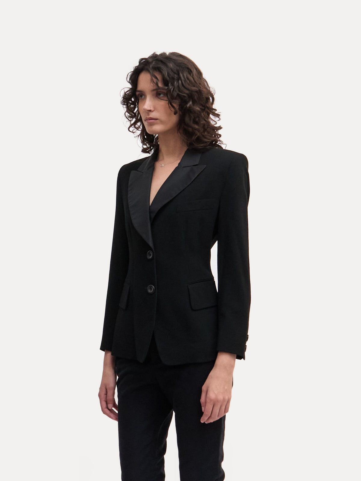 Donna Karan Black Wool Structured Blazer