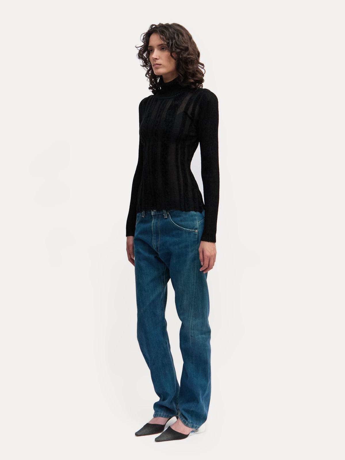 Jean Paul Gaultier Black Striped Mesh Top
