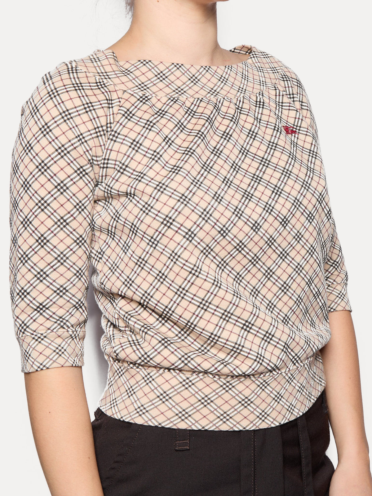 Burberry Brown Nova Check Logo 3/4 Length Top