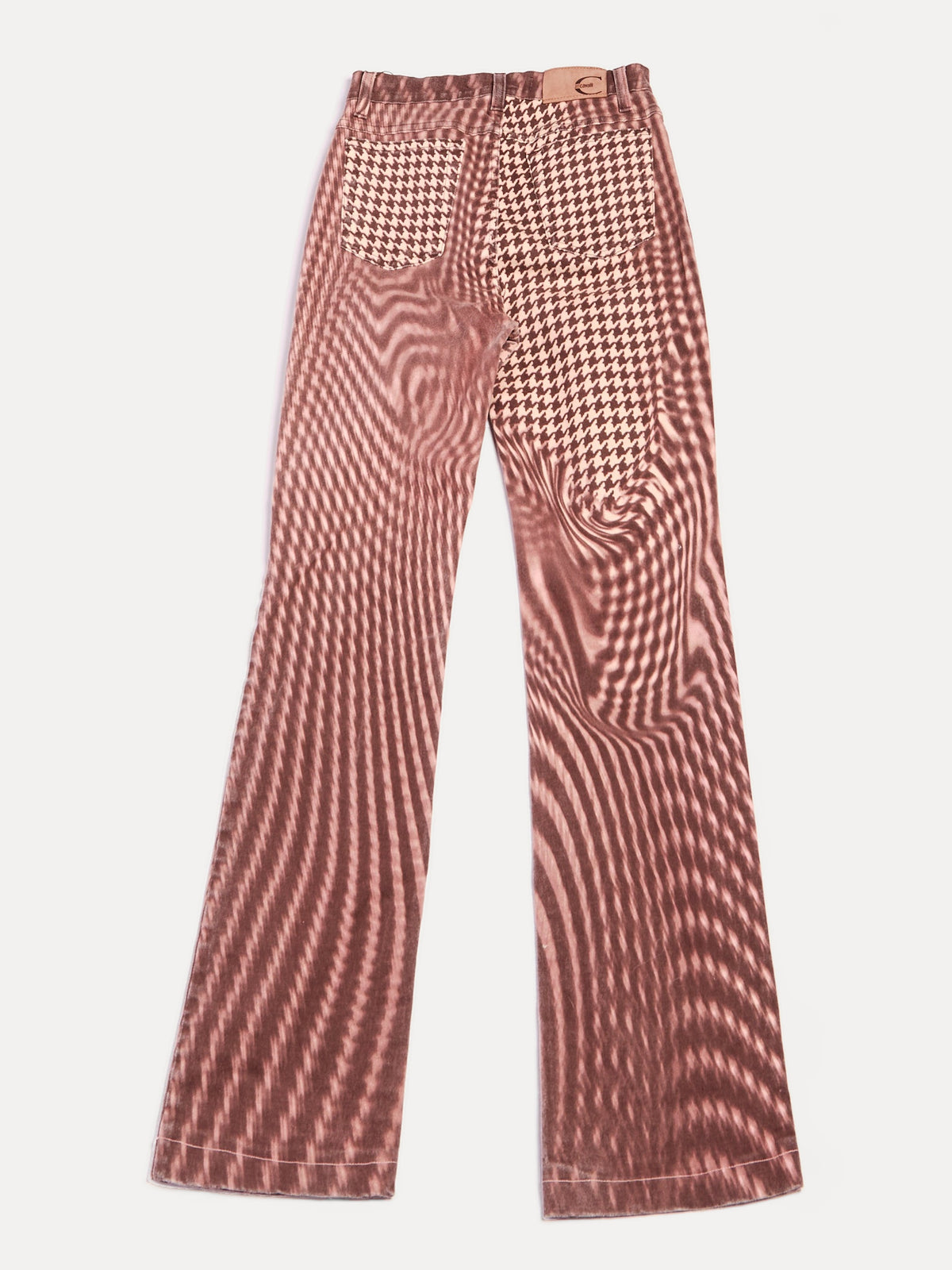 2000s Just Cavalli Purple and Red Optical Houndstooth Print Jeans Size S W26