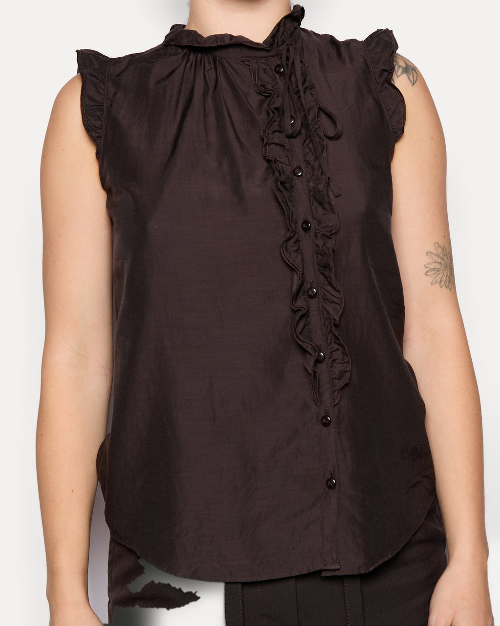 Burberry Brown Ruffle Tank