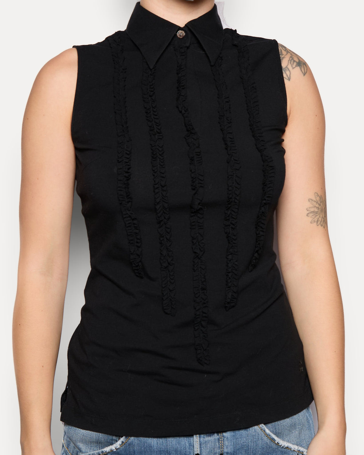 Burberry Black Ruffle Tank Top