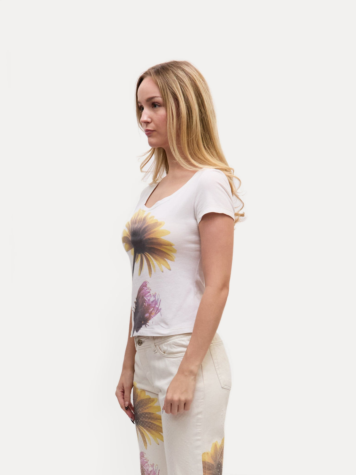Roberto Cavalli Daisy Print T-Shirt [TOP ONLY]