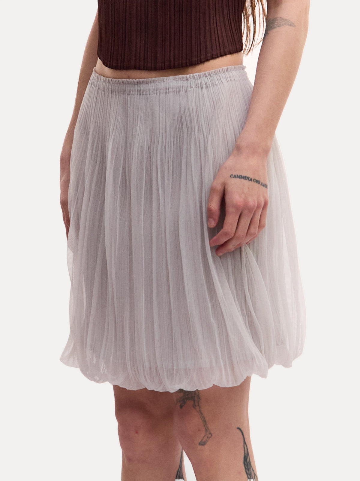 Pleats Please Grey Mini Bubble Skirt