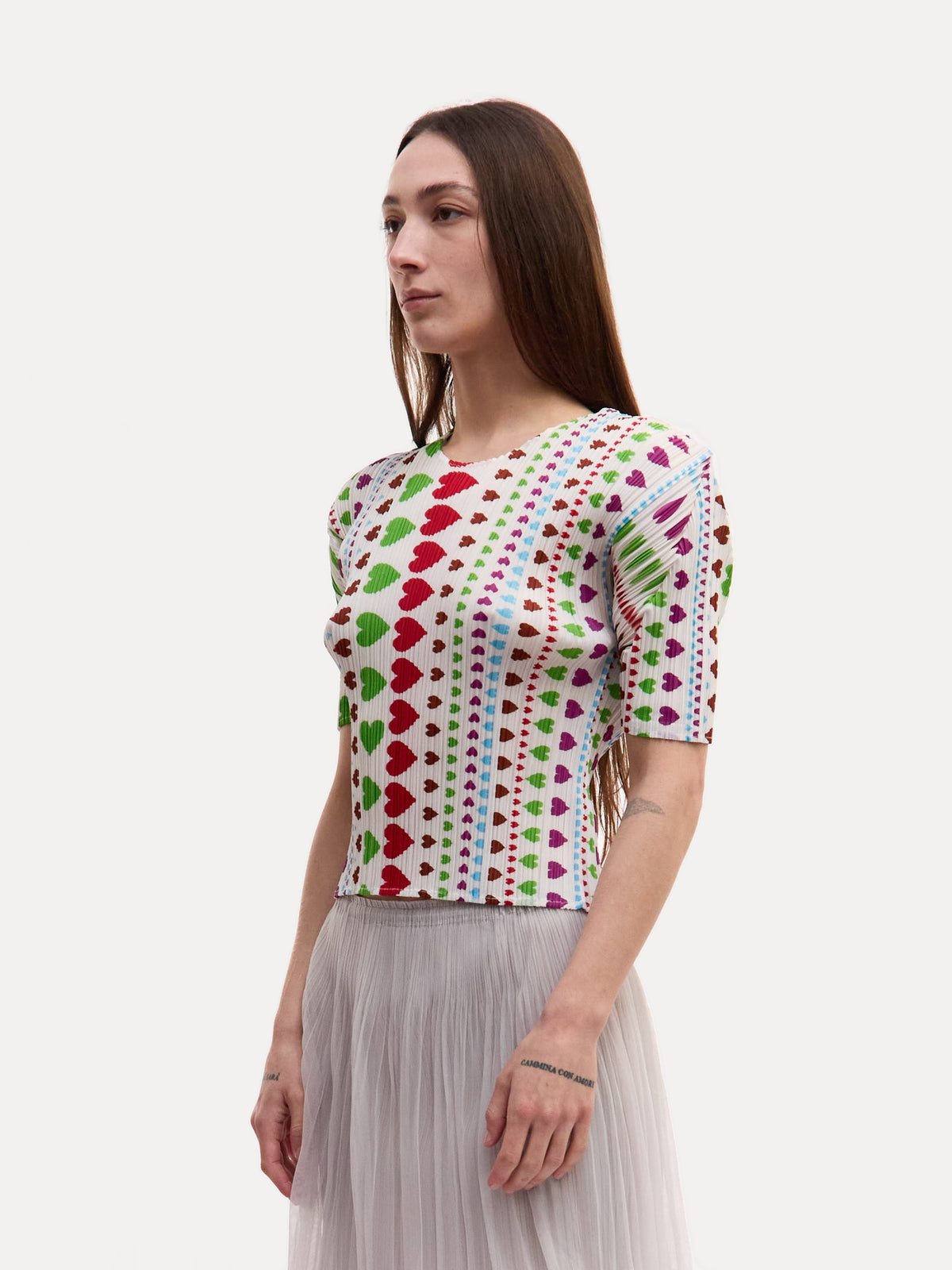 Pleats Please Heart Print Short Sleeve