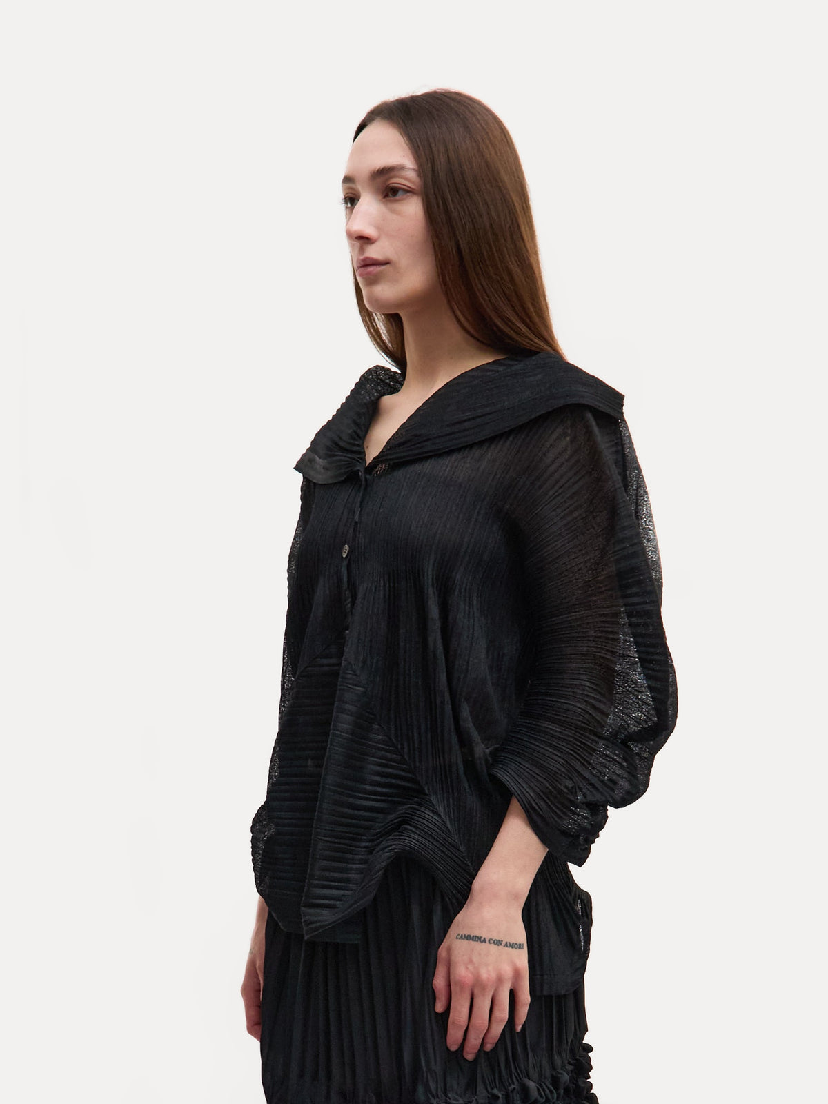 Issey Miyake 3-D Semi-Sheer Long Sleeve