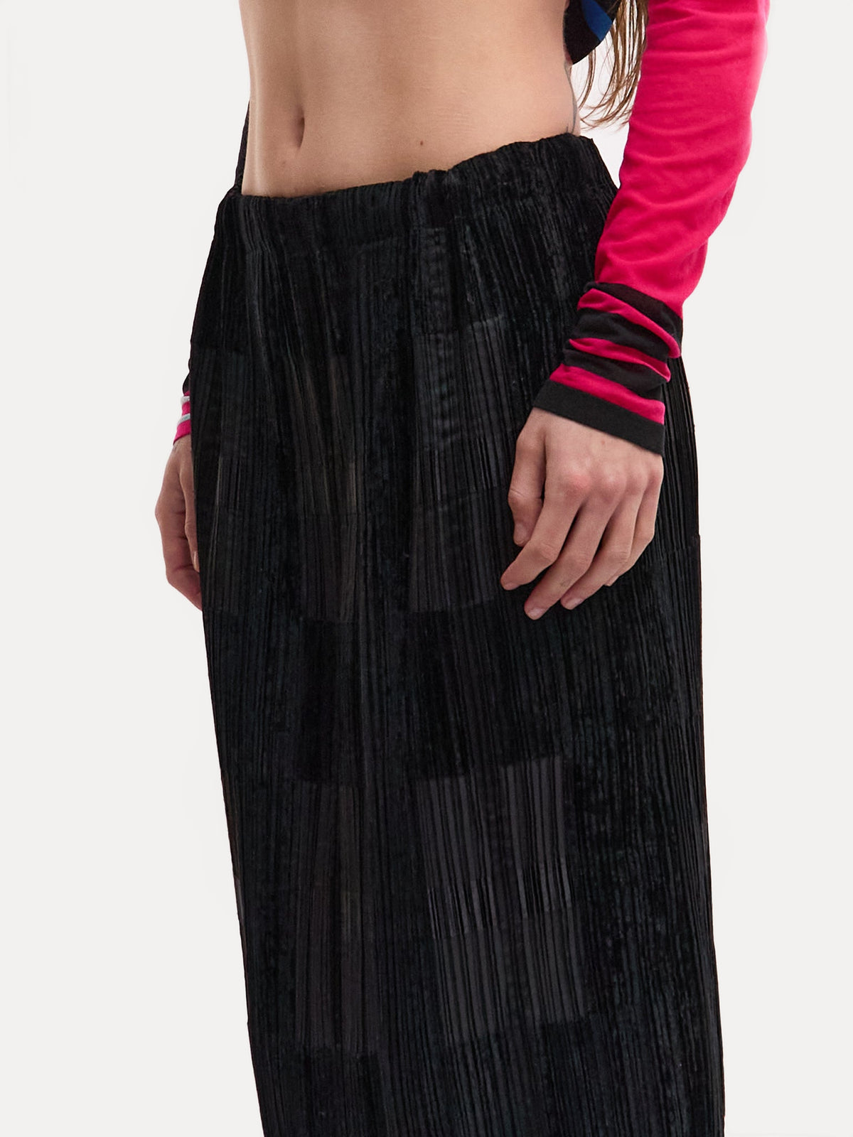 Issey Miyake Black Velvet Pleated Skirt