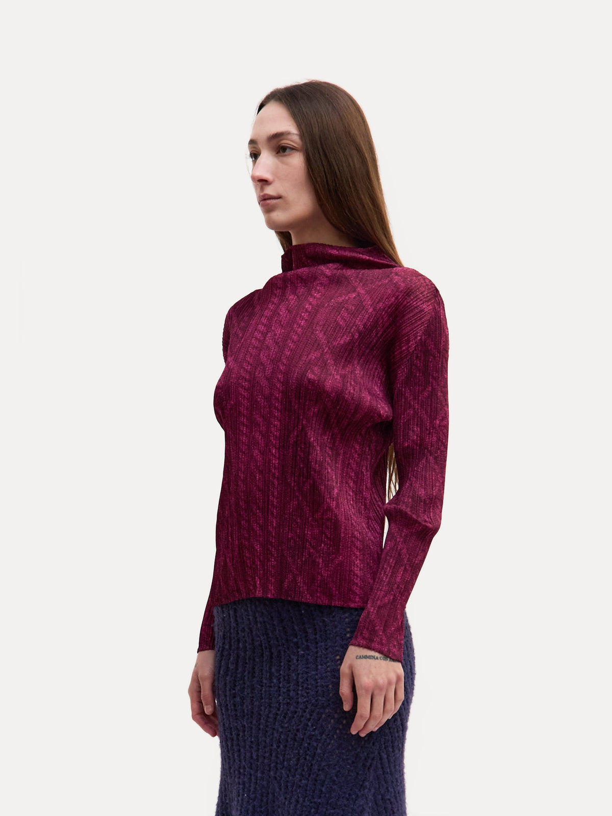 Pleats Please Burgundy Print Longsleeve