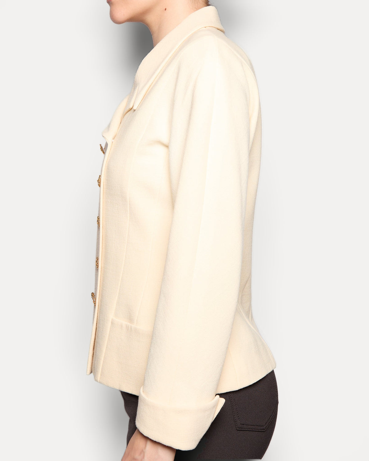 90's Chanel Wool Ivory Jacket Set, Size 40