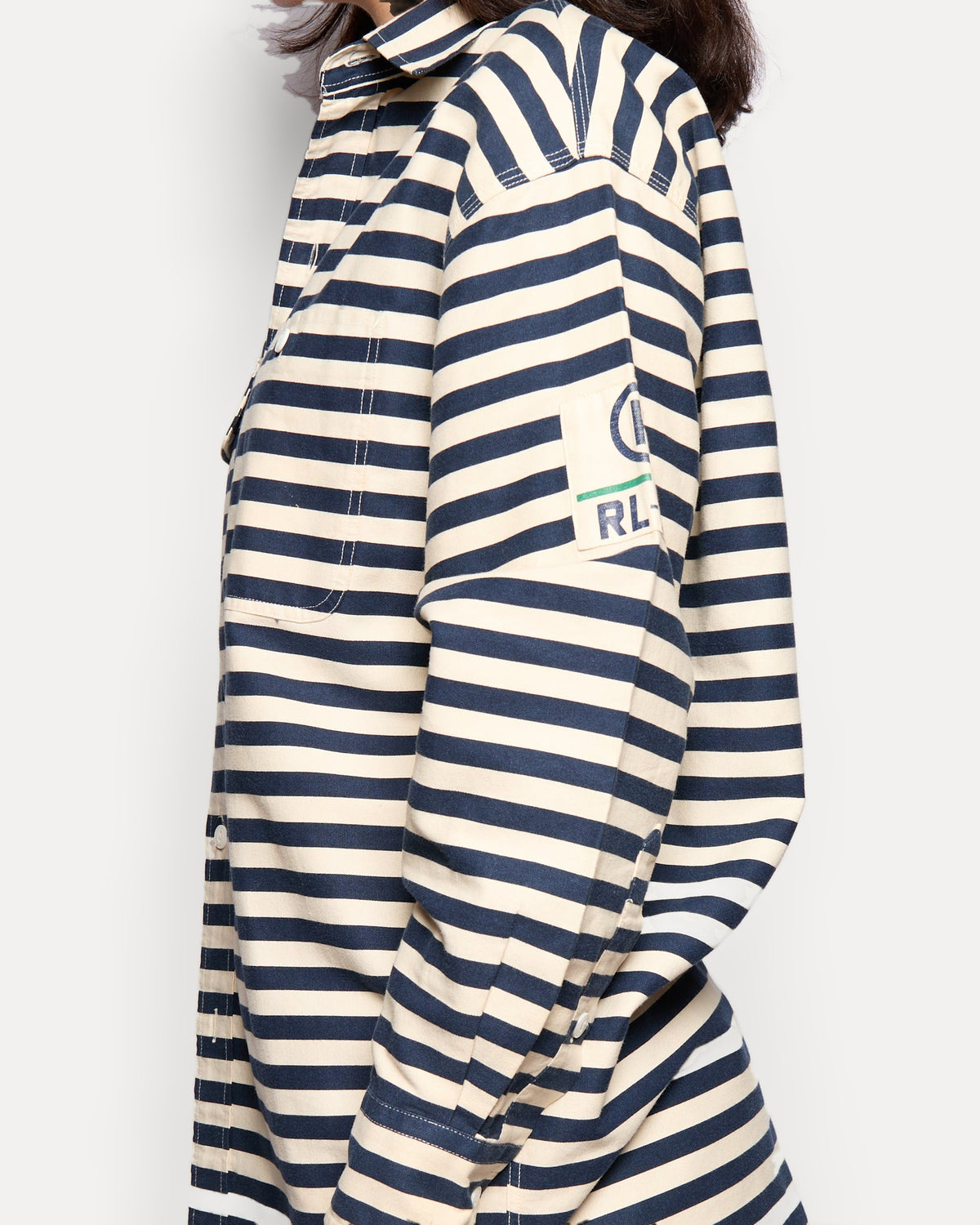 Vintage Ralph Lauren Navy Cream Striped Button Down