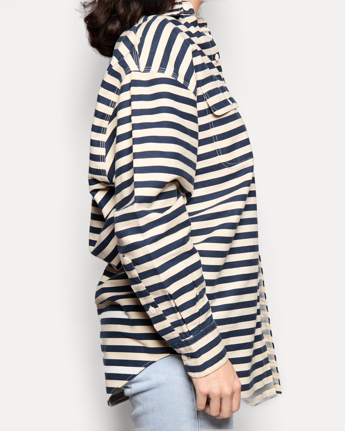 Ralph Lauren Cream Navy Striped Button Up