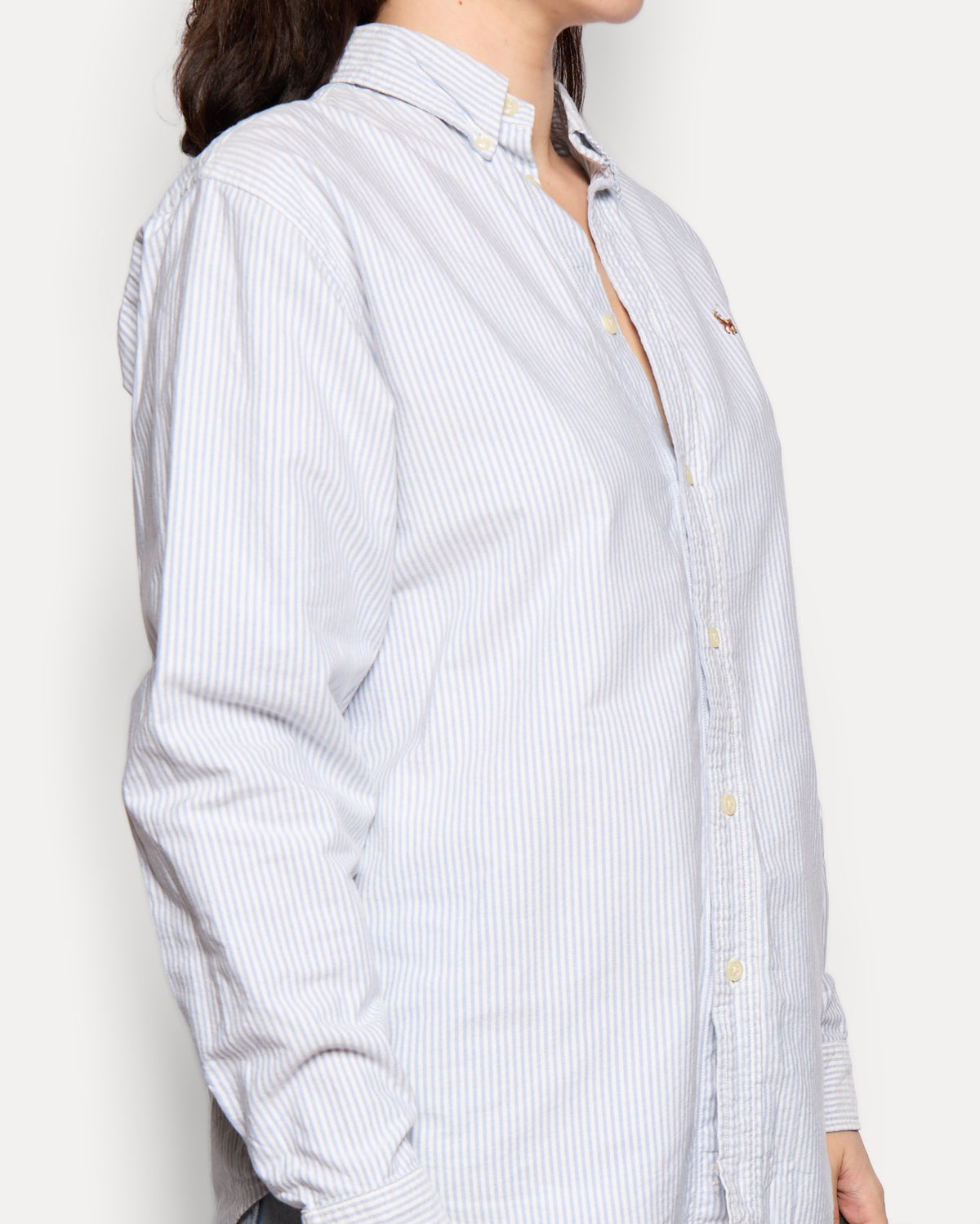 90’s Ralph Lauren Blue White Striped Button Down, Size M L