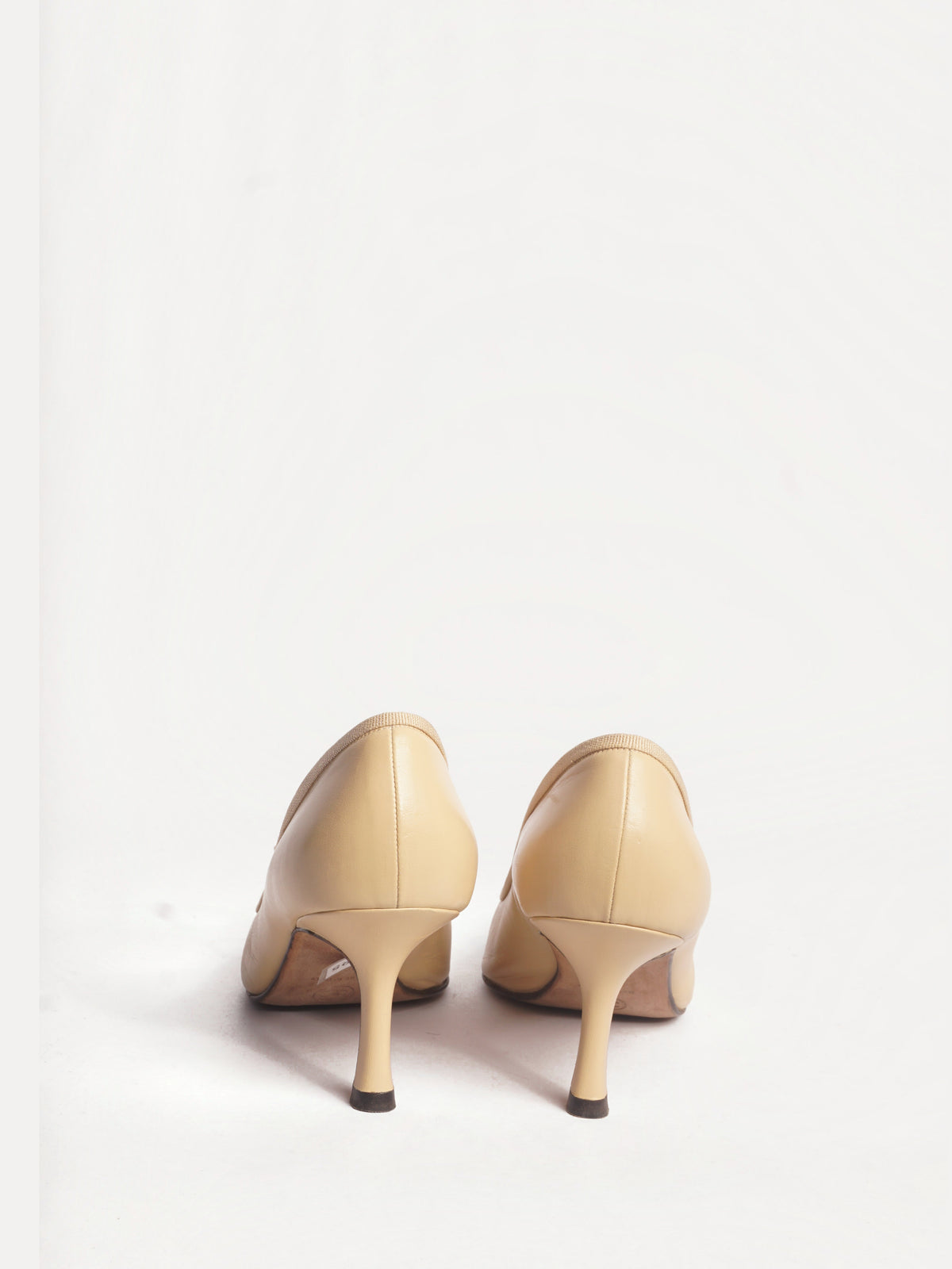 Chanel Tan Pointy Cap Toe Pumps, FR 38.5