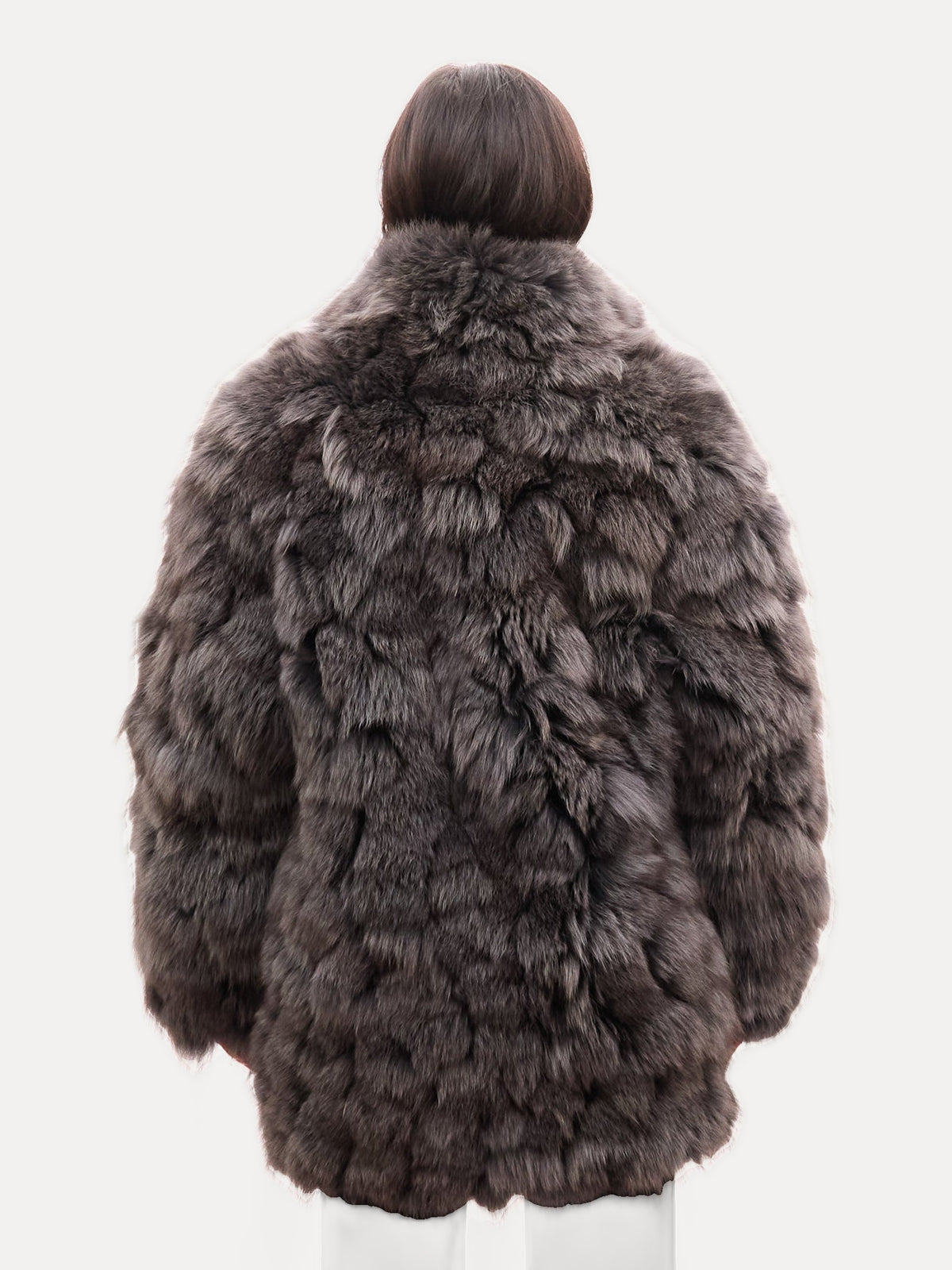 Vintage Gray Oversized Fox Fur Coat