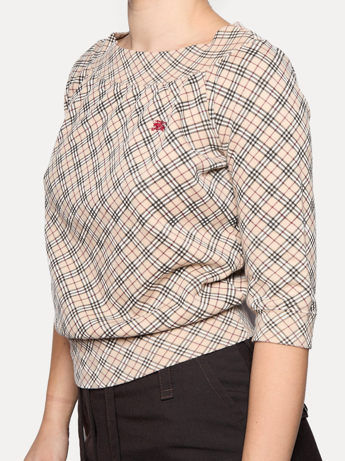 Burberry Brown Nova Check Logo 3/4 Length Top