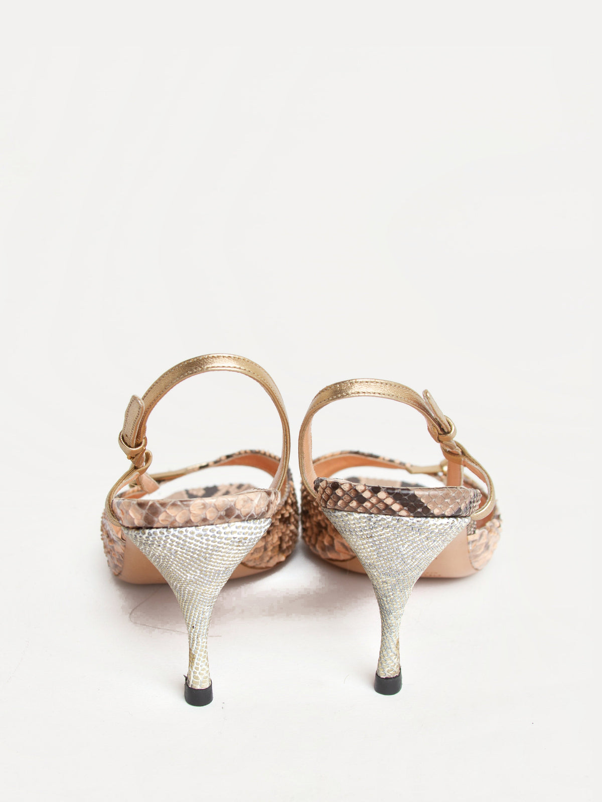 Vintage 2000s Prada Size 39 Open Toe Snakeskin Heels | Y2K Designer Shoes