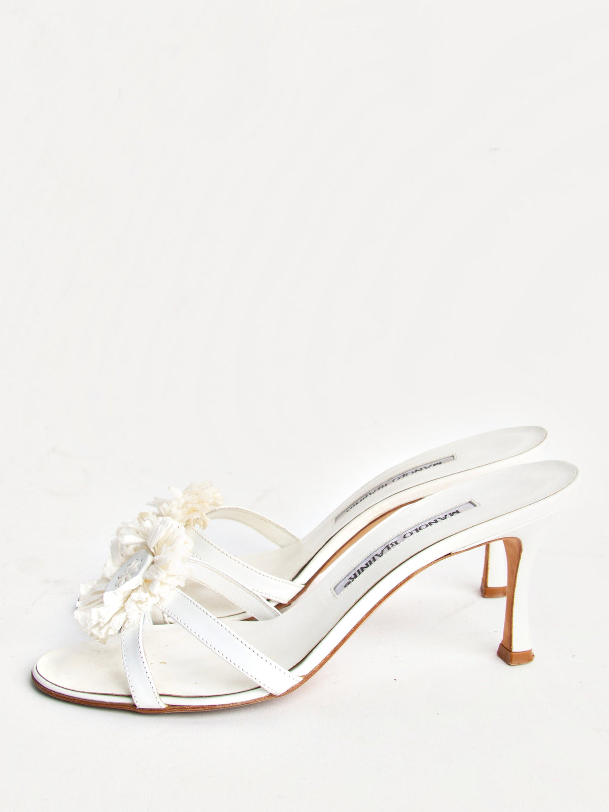 Manolo Blahnik Size 36 White Leather Mules | Y2K Designer Heels Shoes