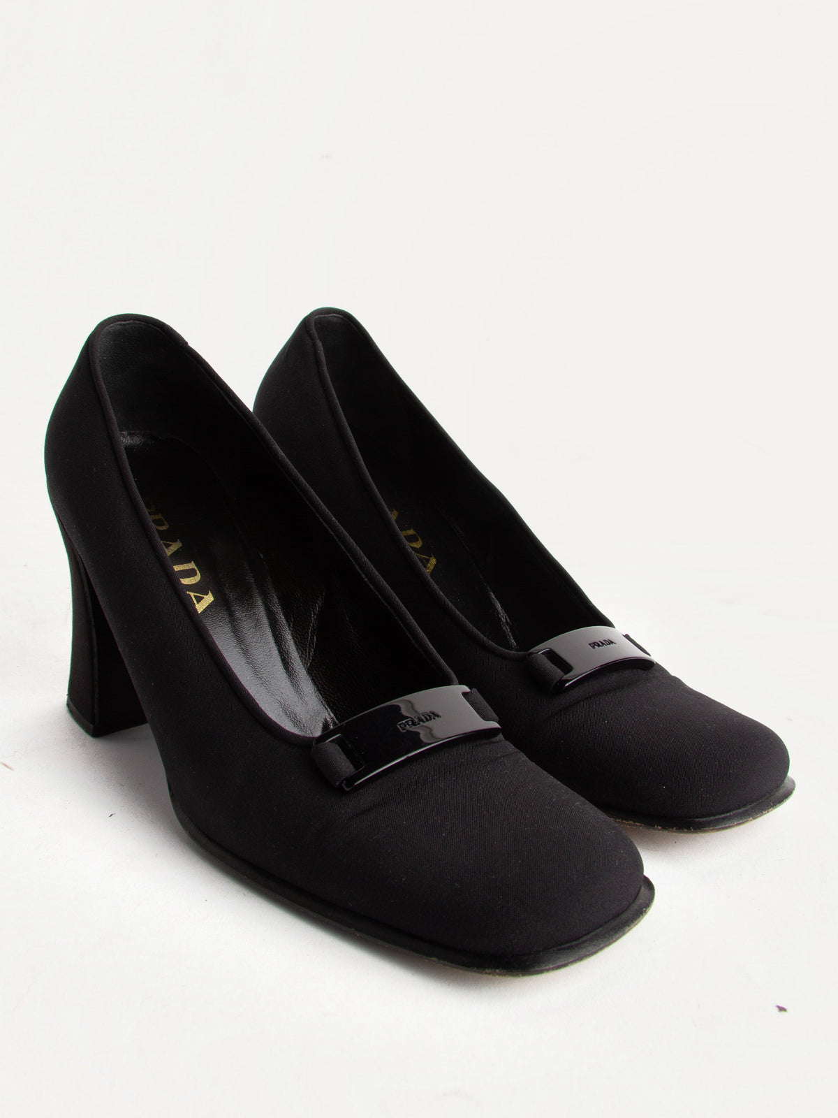 Vintage Prada 1999 Size 37 Nylon Squaretoe Pumps | Y2K Designer Heels Shoes