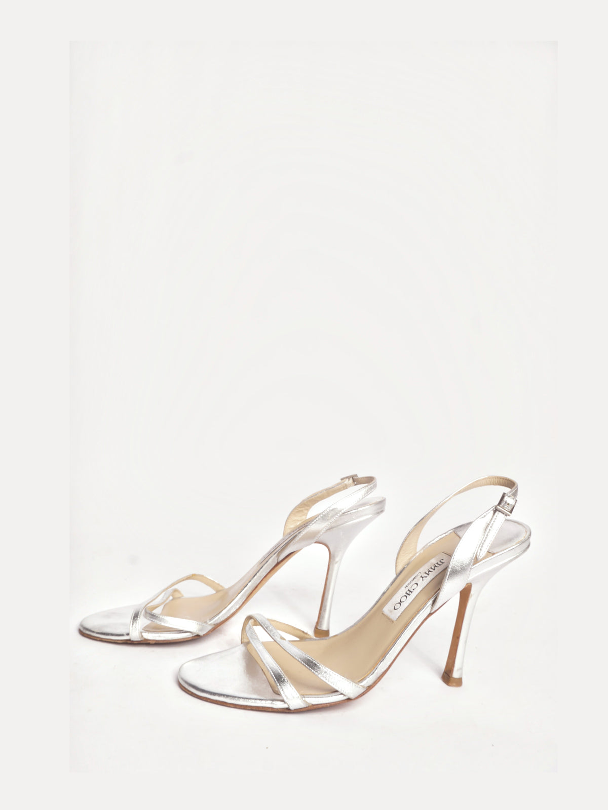 Jimmy Choo Silver Strappy Slingback Heels