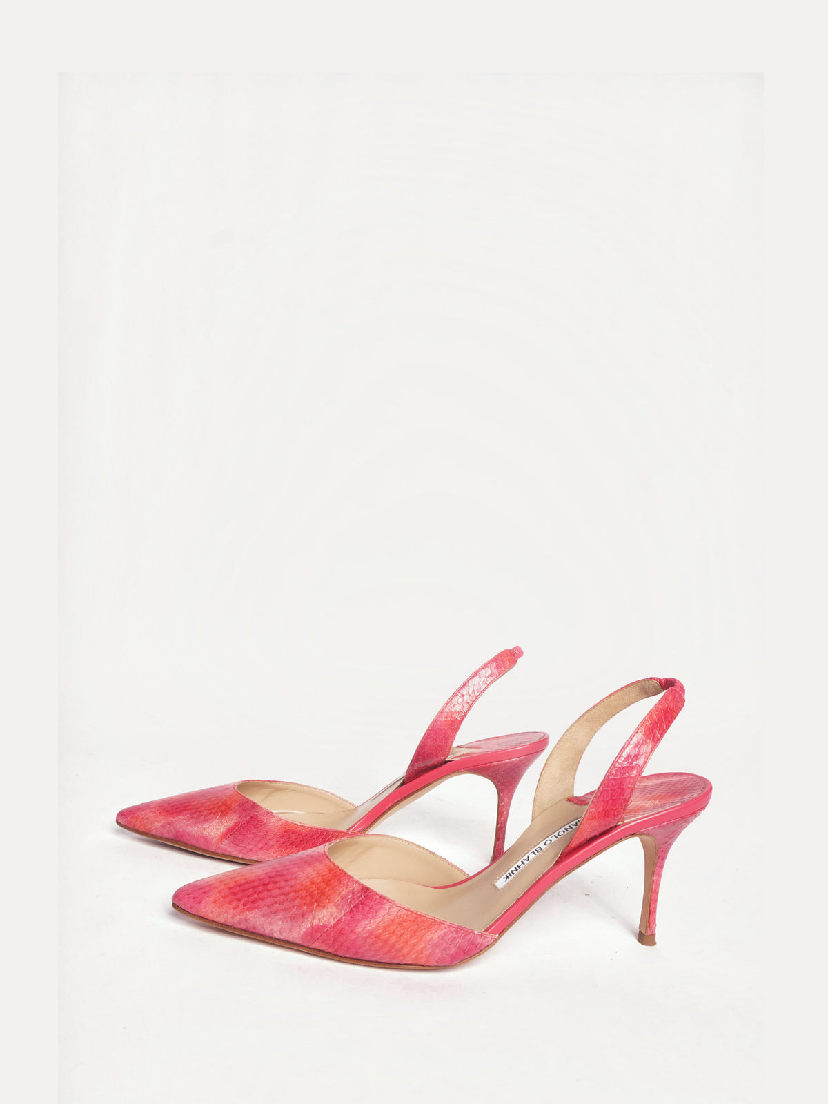 Manolo Blahnik Pink Pointed Toe Slingback Heels