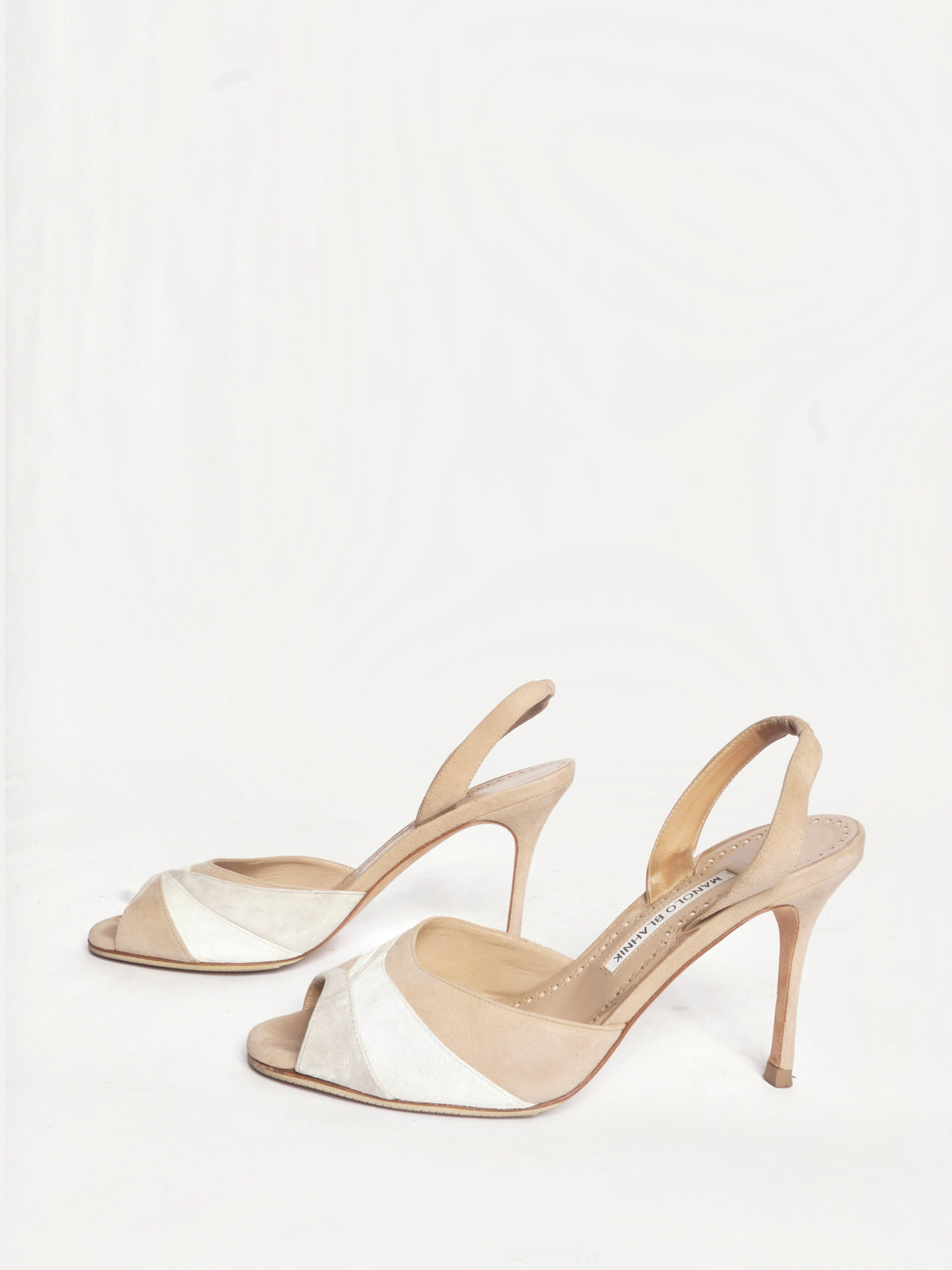 Manolo Blahnik Beige Suede Strap Sandals