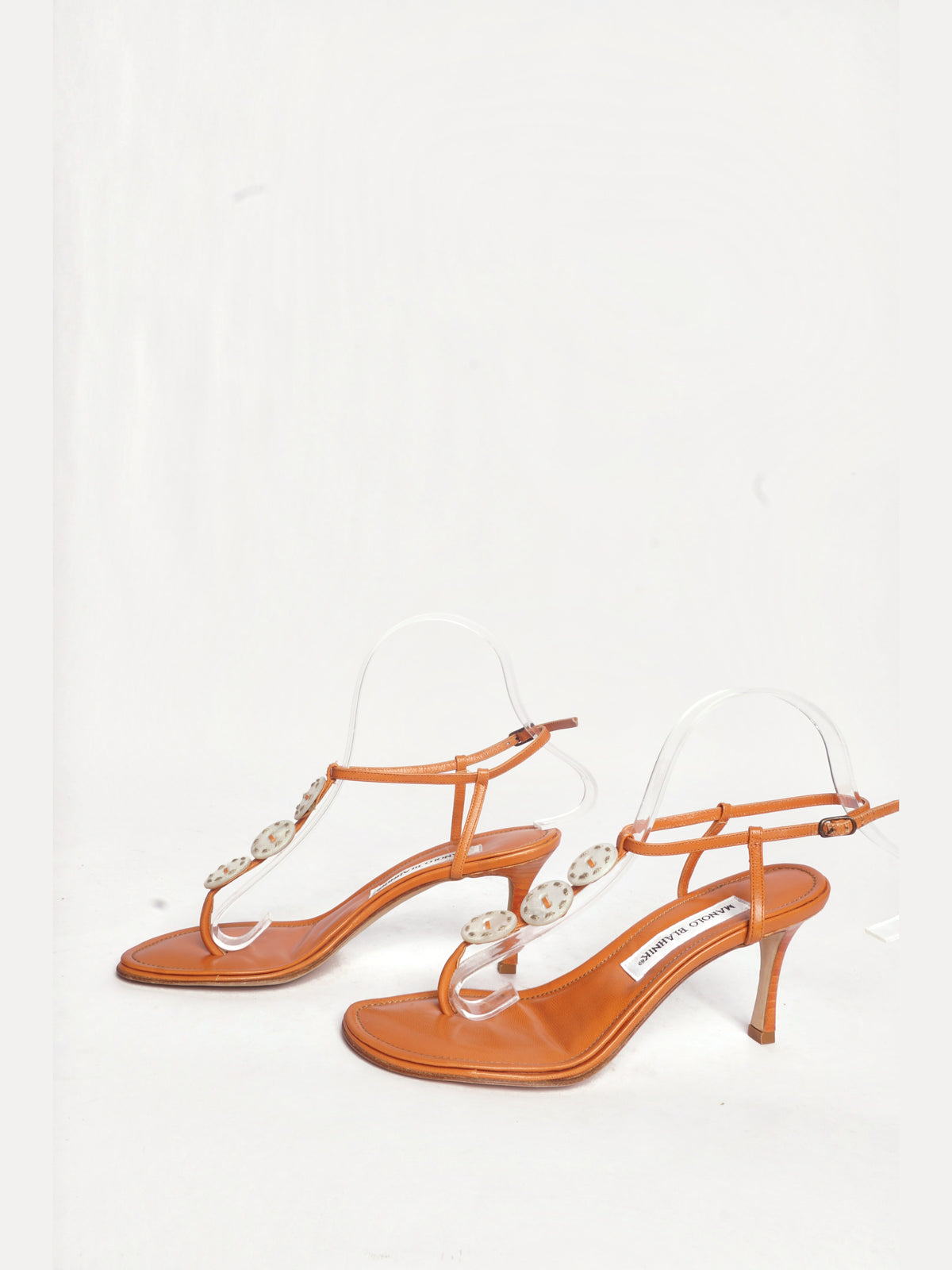 Manolo Blahnik Orange Shell Sandals