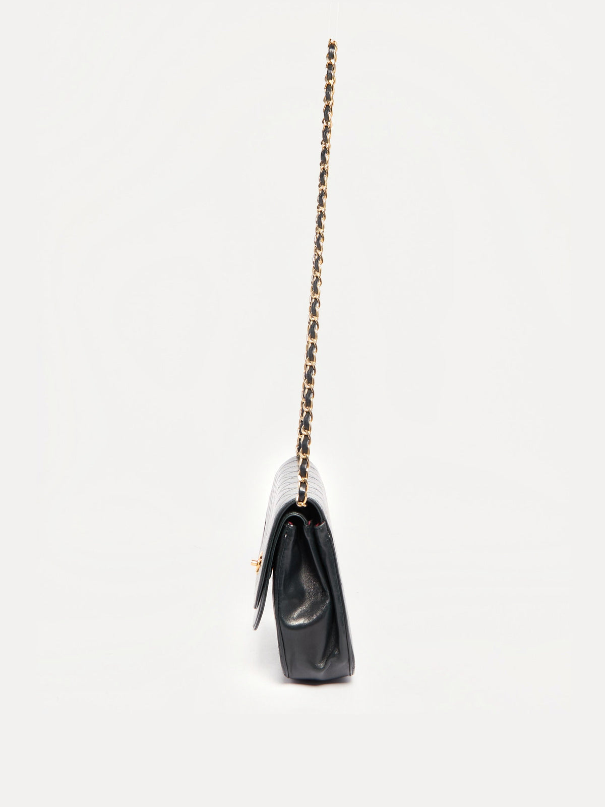 90's Chanel Black Lambskin Double Flap Crossbody Bag