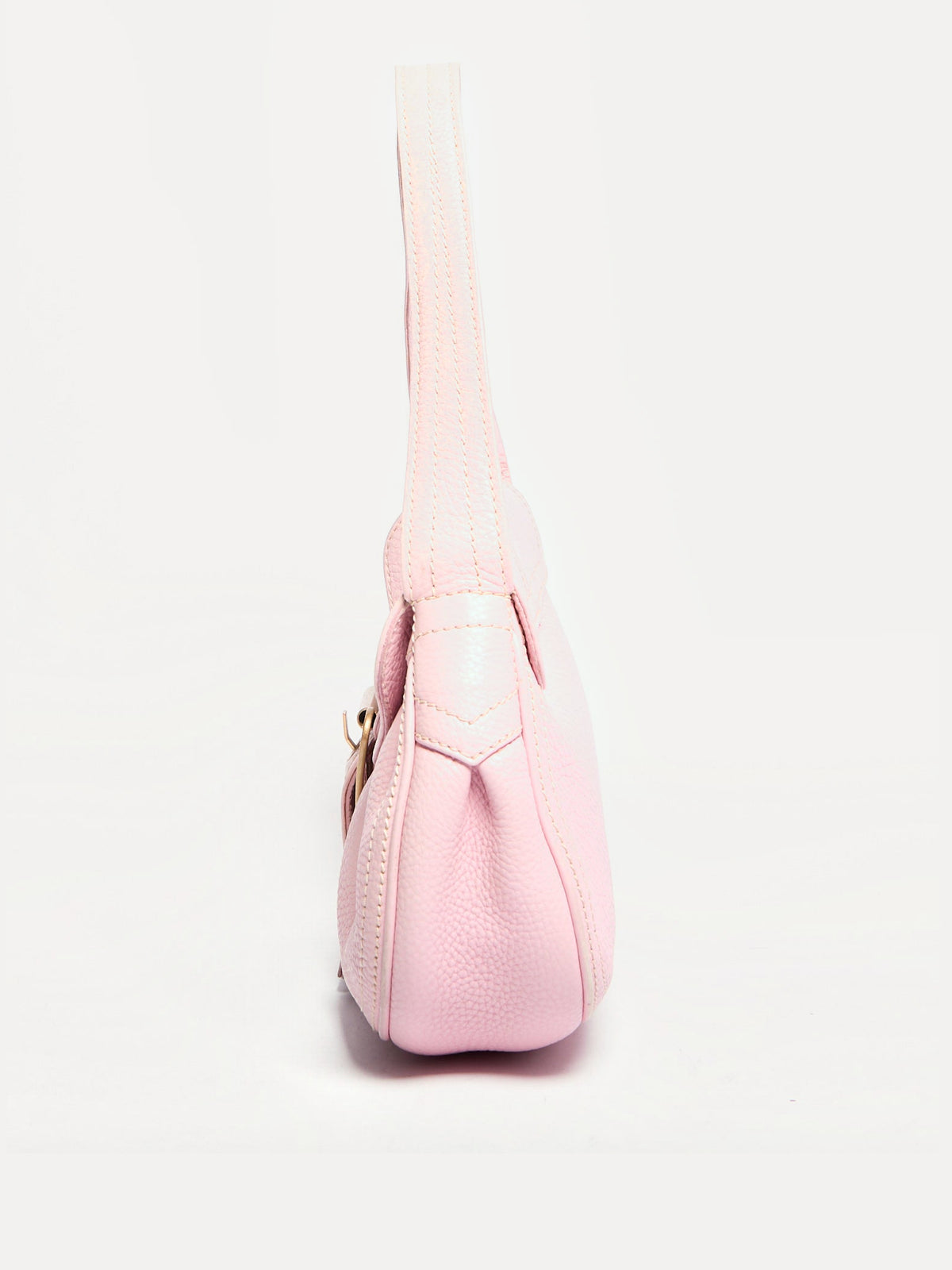 Celine Pink Pebble Leather Buckle Bag