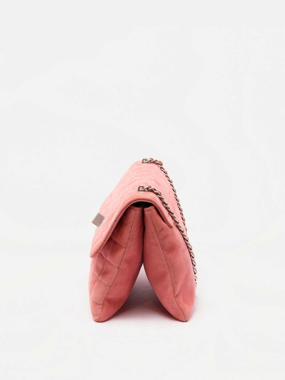 Chanel Pink Suede Turnlock Flap Bag