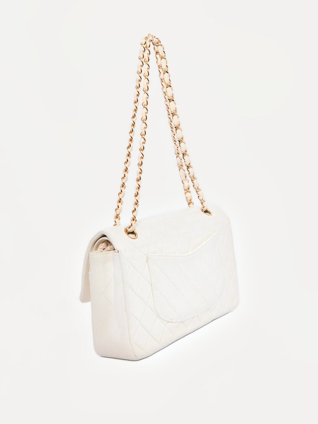 Chanel White Lambskin Double Flap Bag 24K Hardware